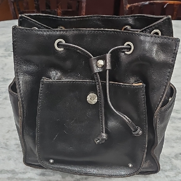 Black Leather Backpack with Renaissance Coins Silver Accents - Picture 7 of 16